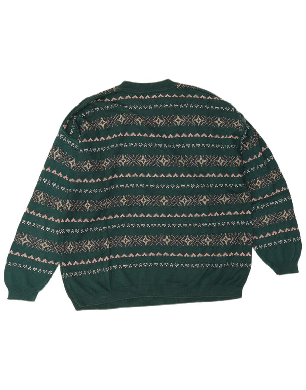 Stefanel Uomo Maglione Girocollo Maglione Grande Verde Fair Isle