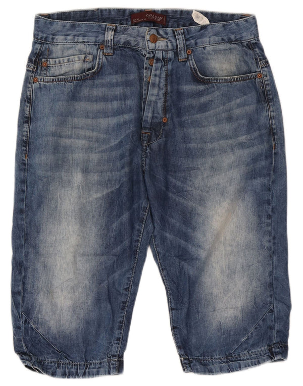 Zara Pantaloncini di jeans da uomo EU 42 Large W32 Blu Cotone