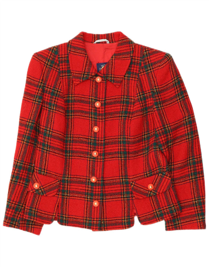 Giacca blazer da donna a 6 bottoni Angelo Santagostino UK 14 quadri rossi medi