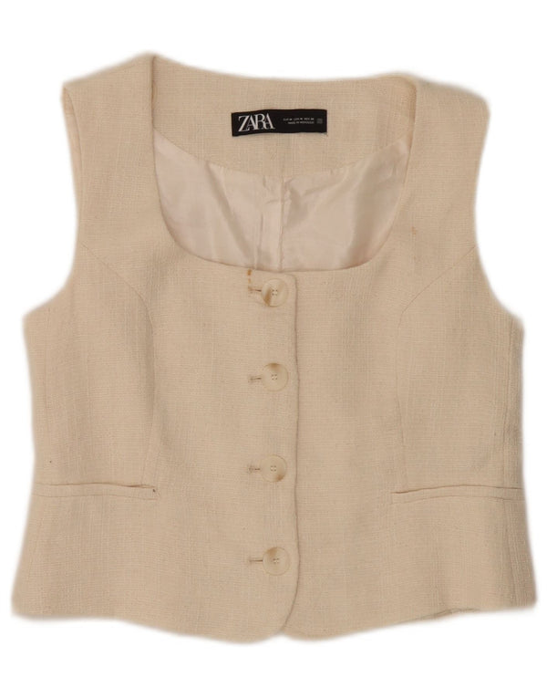 Gilet Zara da donna UK 12 in cotone beige medio