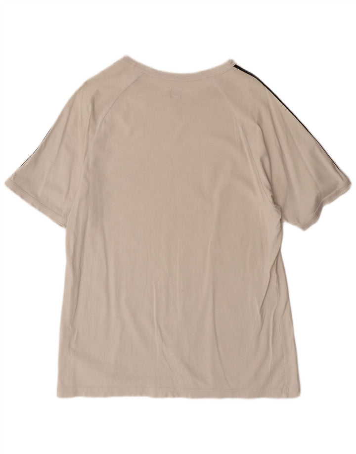 ADIDAS Mens Graphic T-Shirt Top Large Off White Cotton