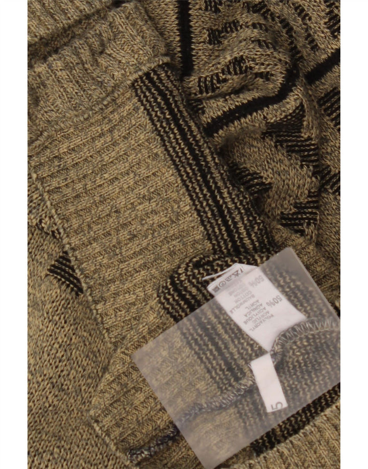 Maglione cardigan da uomo VINTAGE grande cotone geometrico kaki