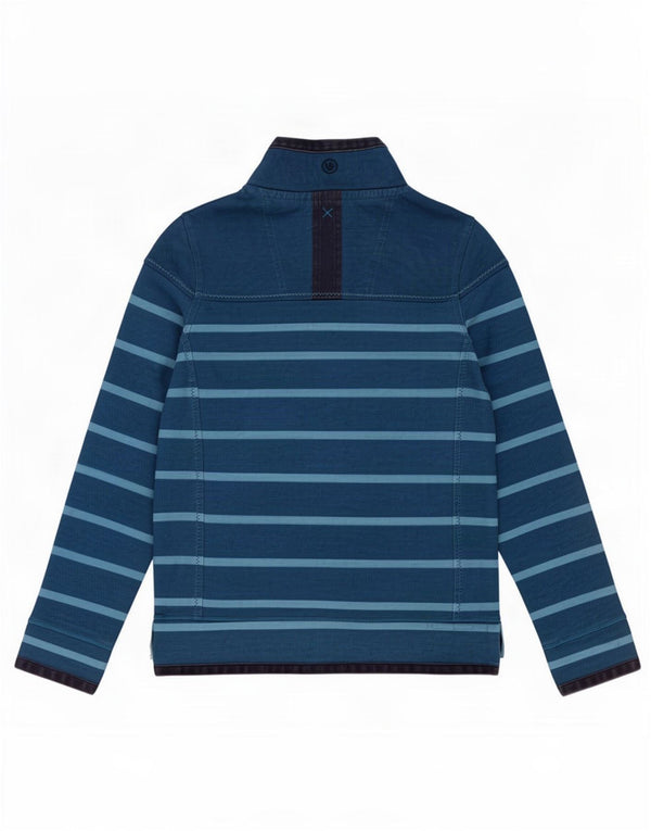 Felpa da donna con collo con zip Fat Face, maglione, UK 8, piccolo cotone a righe blu