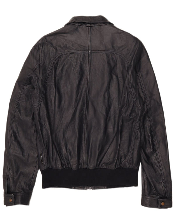 Giacca bomber in pelle da uomo vintage UK 38 Pelle blu navy media