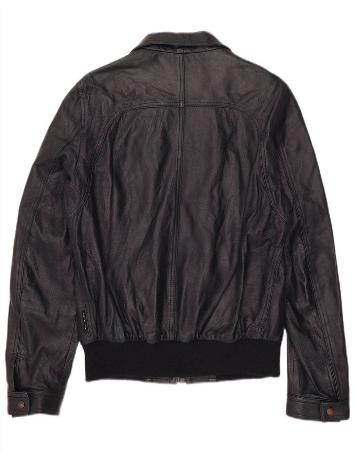 Giacca bomber in pelle da uomo vintage UK 38 Pelle blu navy media