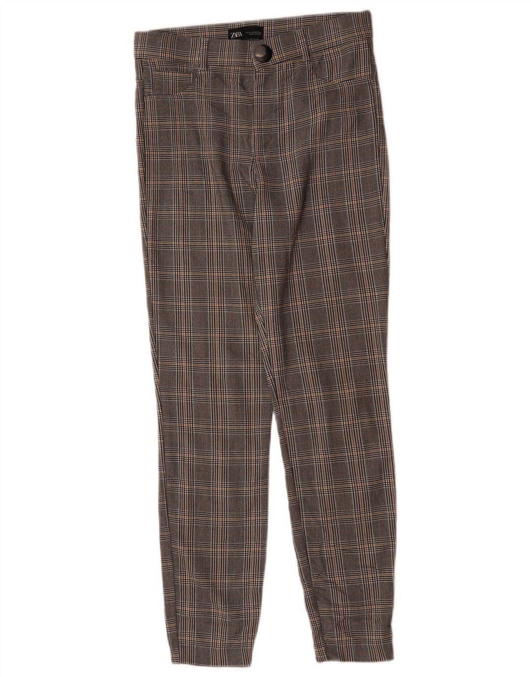 Pantaloni casual slim da donna Zara medi W28 L28 viscosa pied de poule grigia
