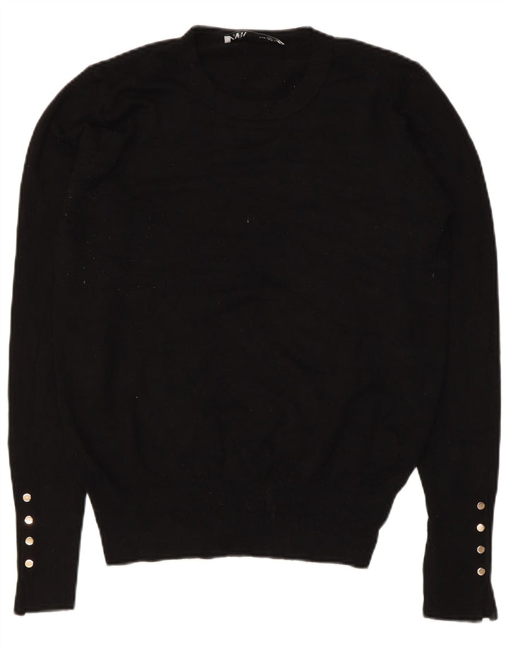 Maglione maglione girocollo da donna Zara UK 12 viscosa nera media