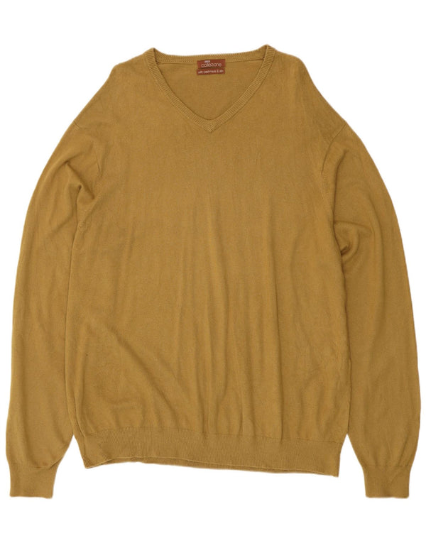 Maglione da uomo con scollo a V Marks & Spencer 2XL viscosa beige