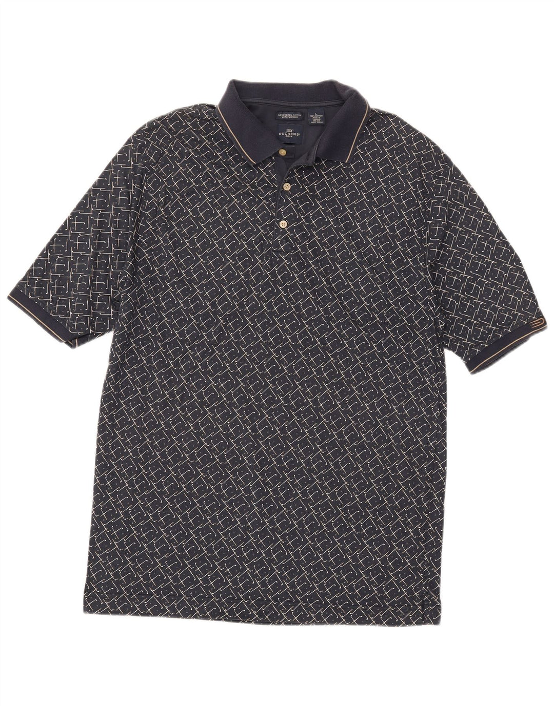 DOCKERS Polo da uomo grande in cotone geometrico blu navy