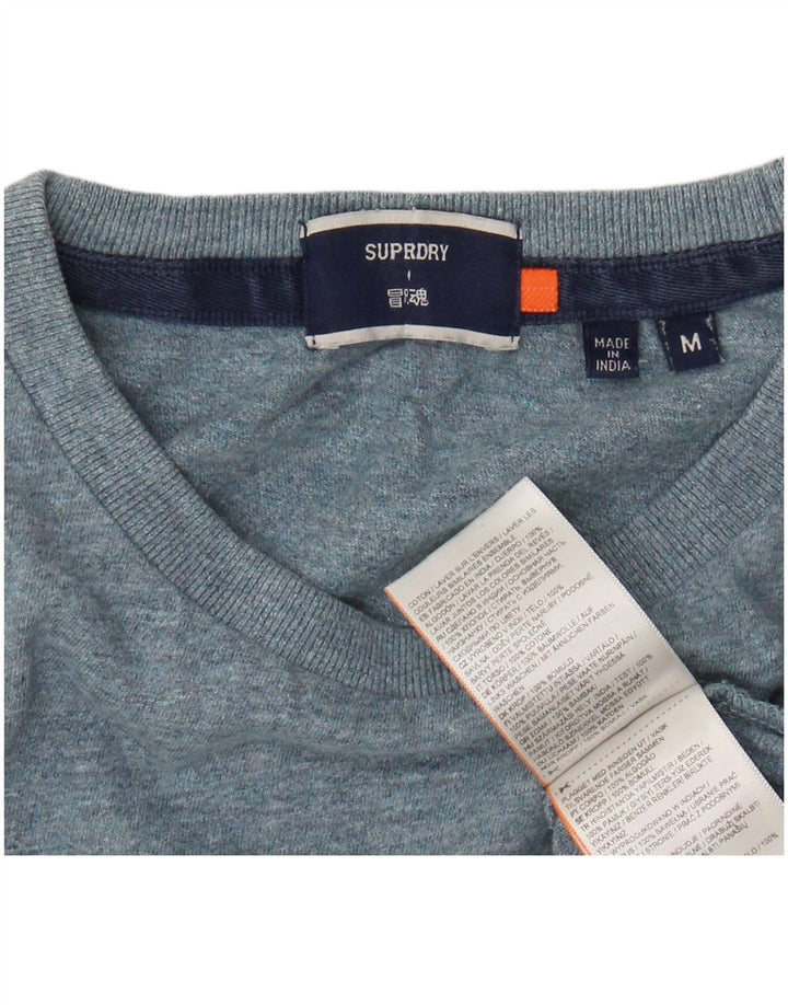 T-shirt da uomo SUPERDRY Top in cotone screziato blu medio