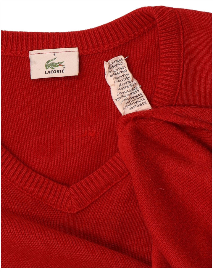 Maglione da uomo con scollo a V Lacoste taglia 5 grande in cotone rosso
