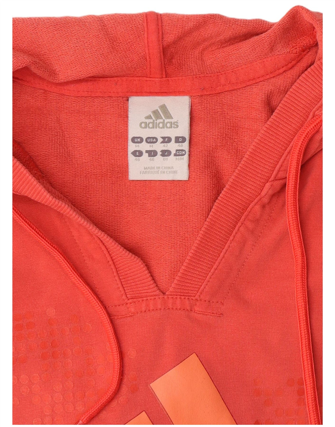 ADIDAS Womens Graphic Hoodie Jumper UK 14 Medium Orange
