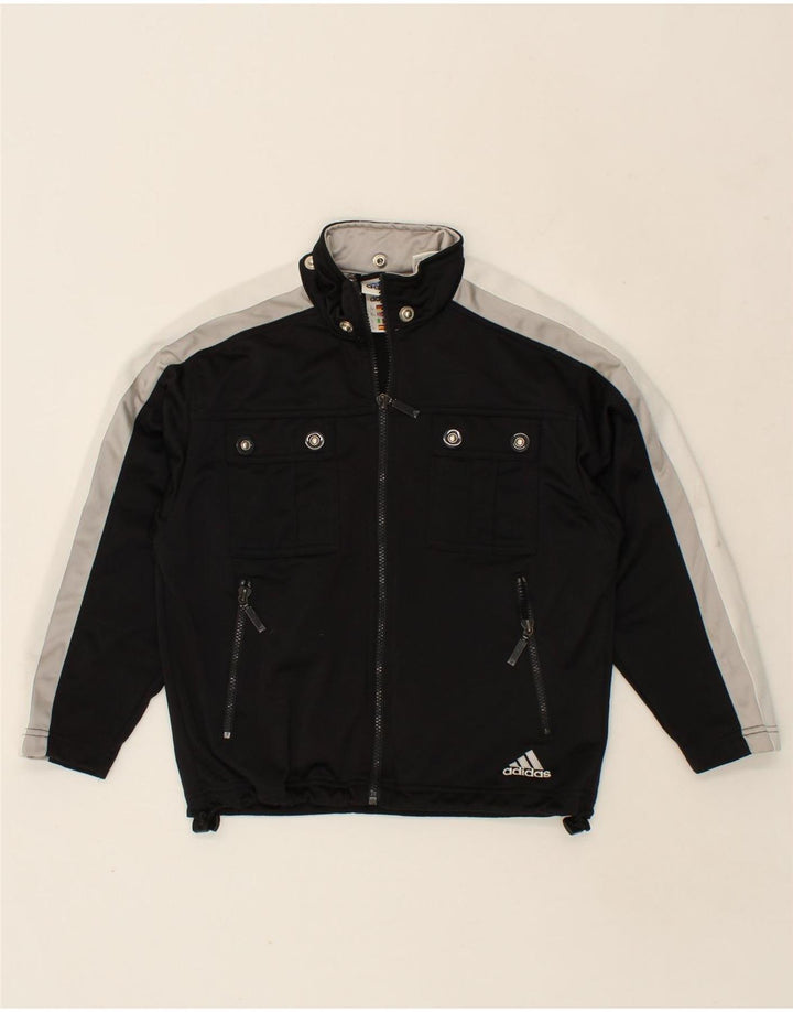 ADIDAS Boys Graphic Tracksuit Top Jacket 9-10 Years Black Colourblock Vintage Adidas and Second-Hand Adidas from Messina Hembry 