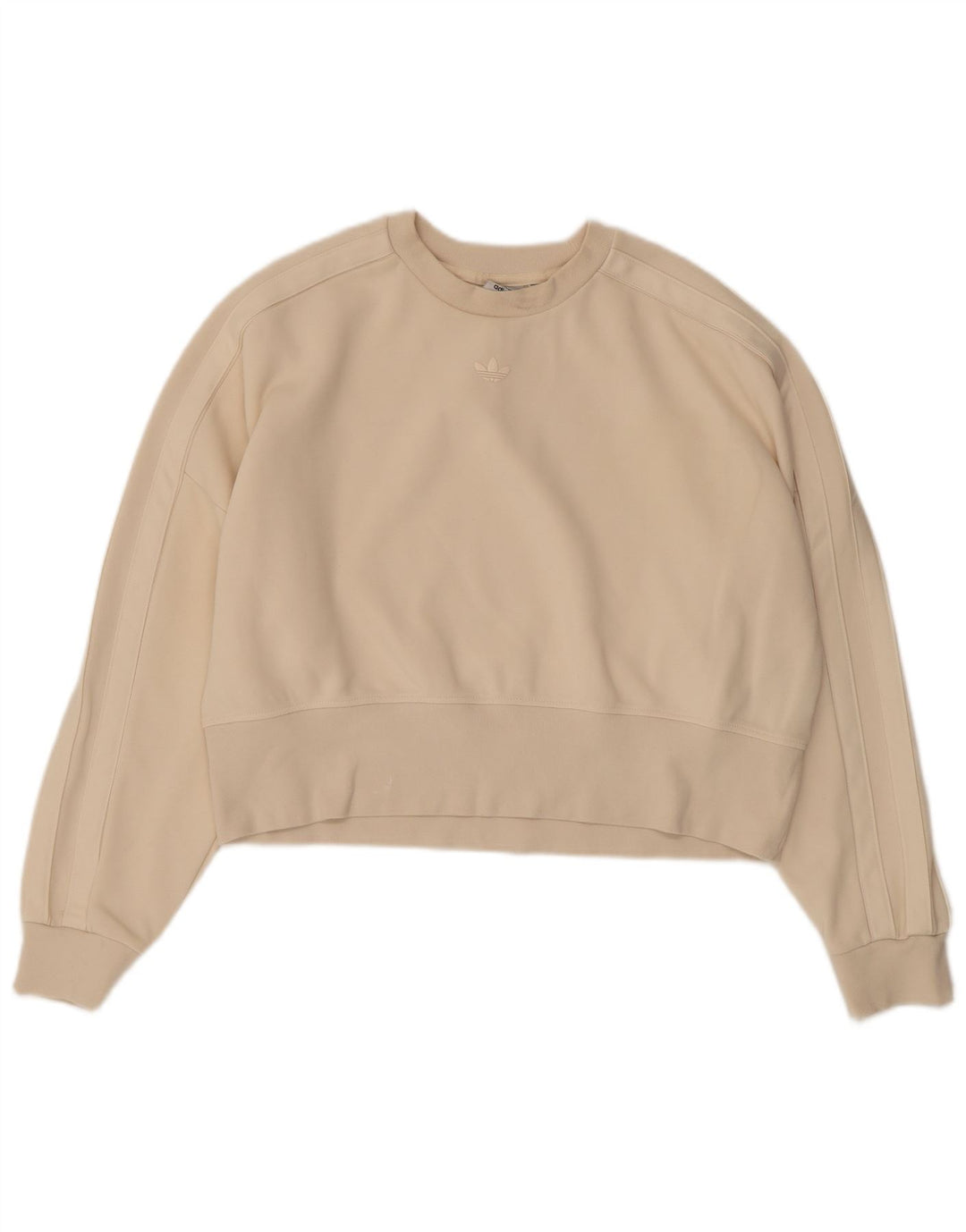 Felpa corta da donna Adidas UK 12 cotone beige medio