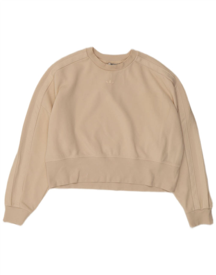 Felpa corta da donna Adidas UK 12 cotone beige medio