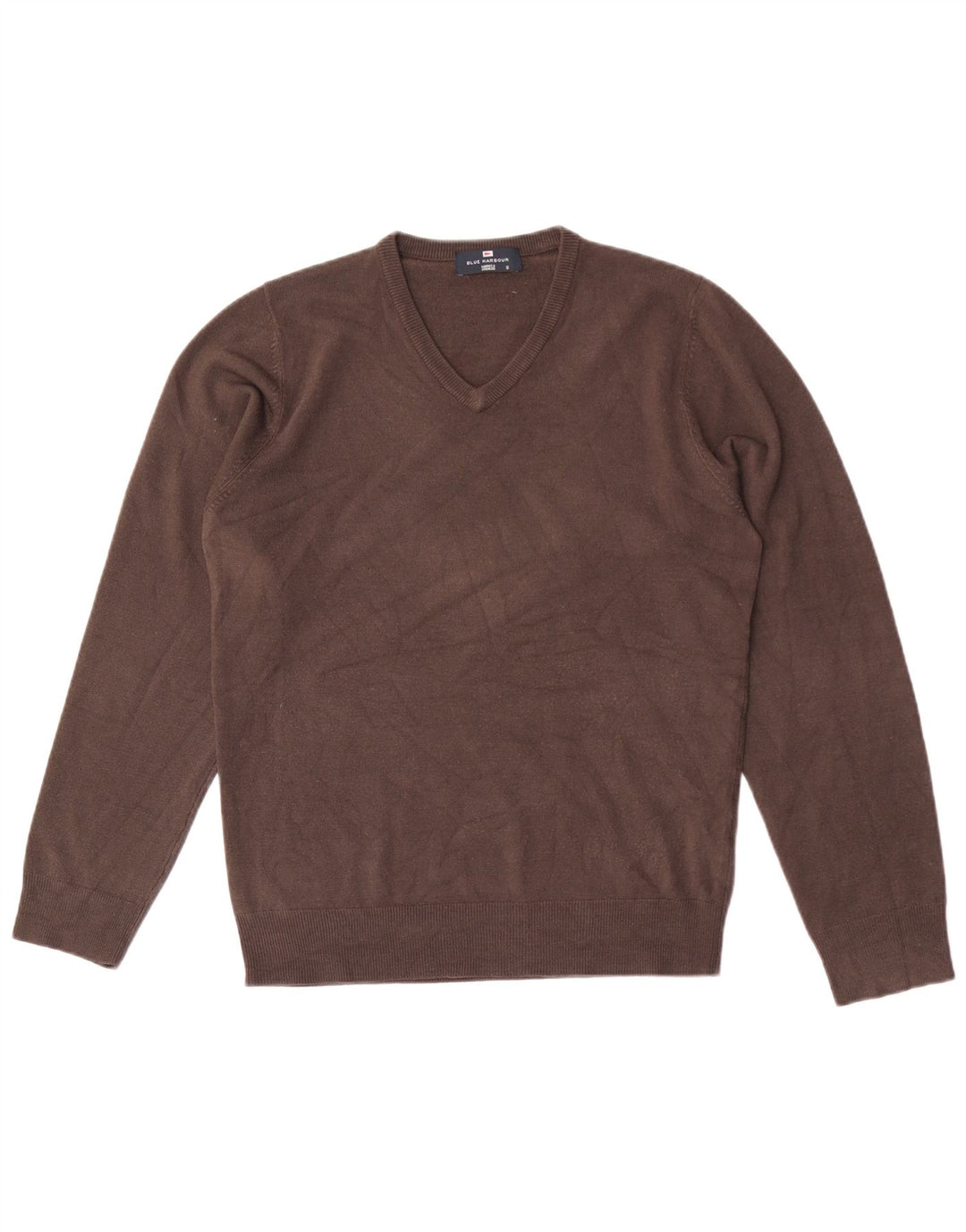 Maglione da uomo con scollo a V blu Harbour Marks & Spencer piccolo acrilico marrone