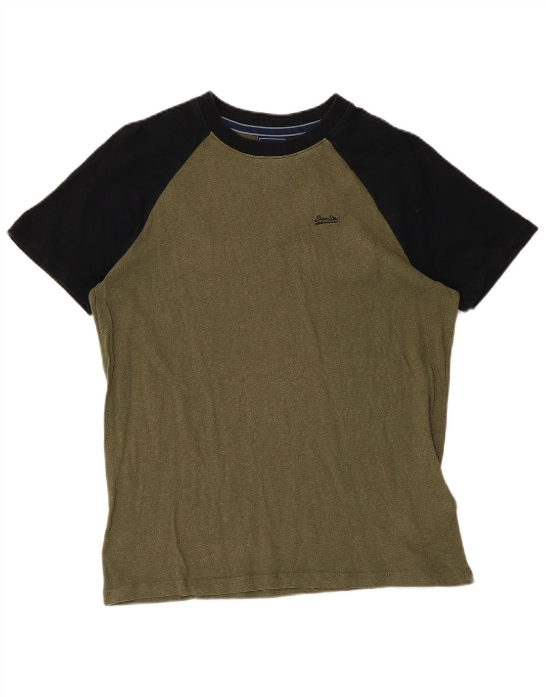 T-shirt da uomo Superdry Top Small in cotone color block kaki