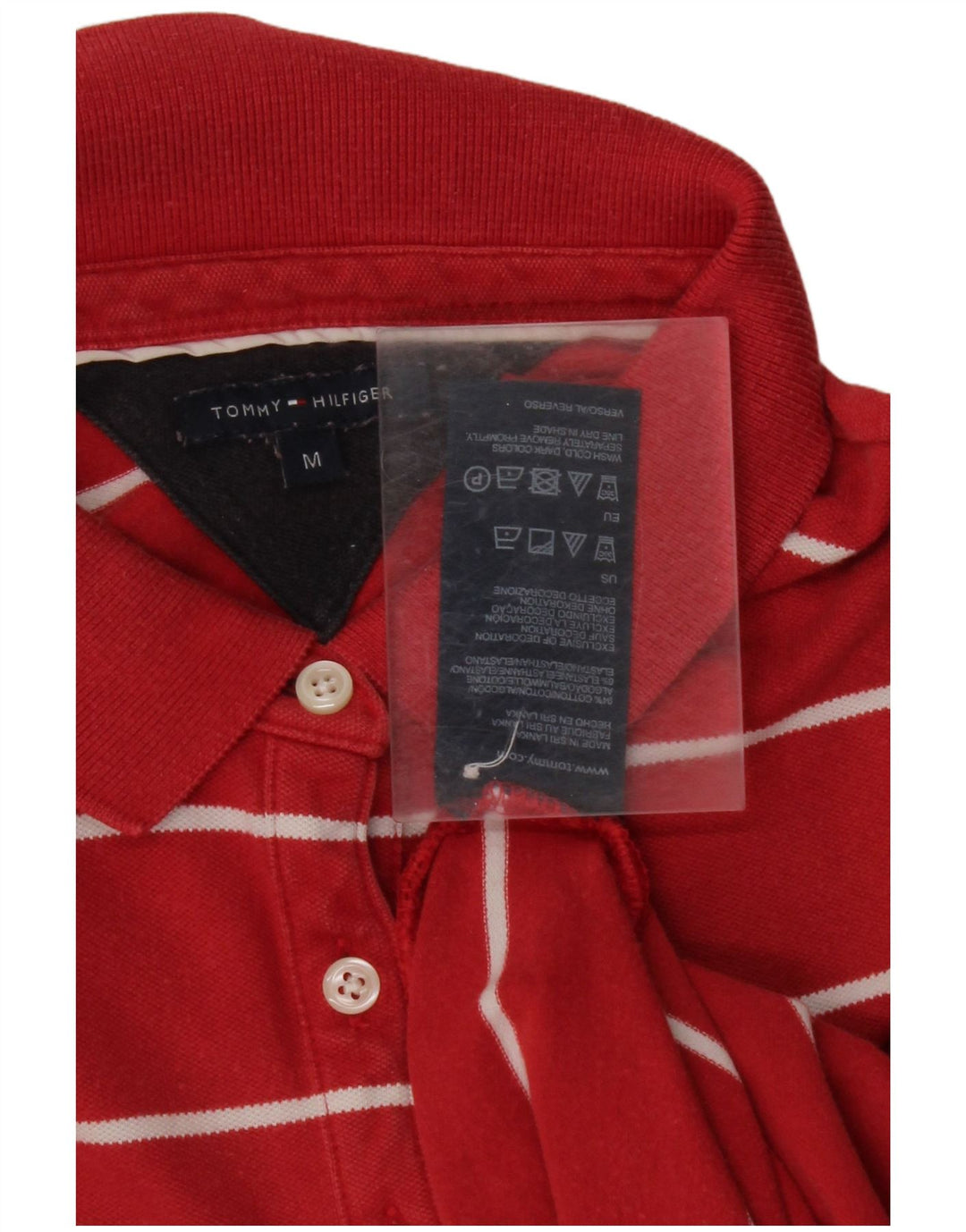 TOMMY HILFIGER Polo da donna UK 12 Cotone a righe rosse medie