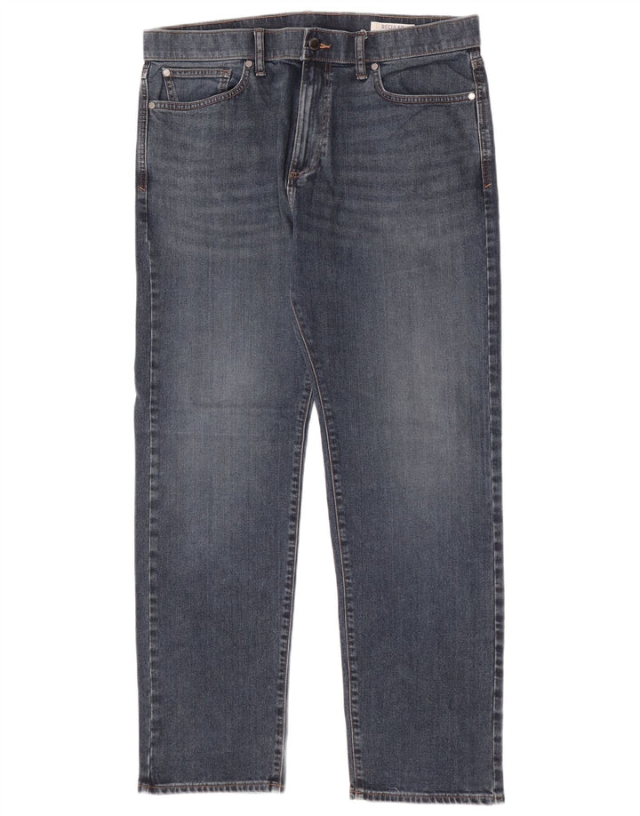 Jeans dritti vestibilità regolare da uomo Marks & Spencer W36 L31 cotone blu