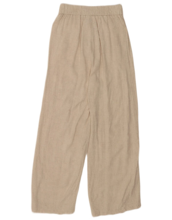 Pantaloni casual a gamba larga a vita alta da donna Stradivarius XS W24 L24 Beige