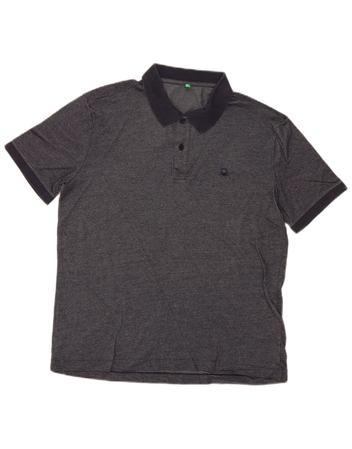 Polo da uomo Benetton grande blu navy screziato