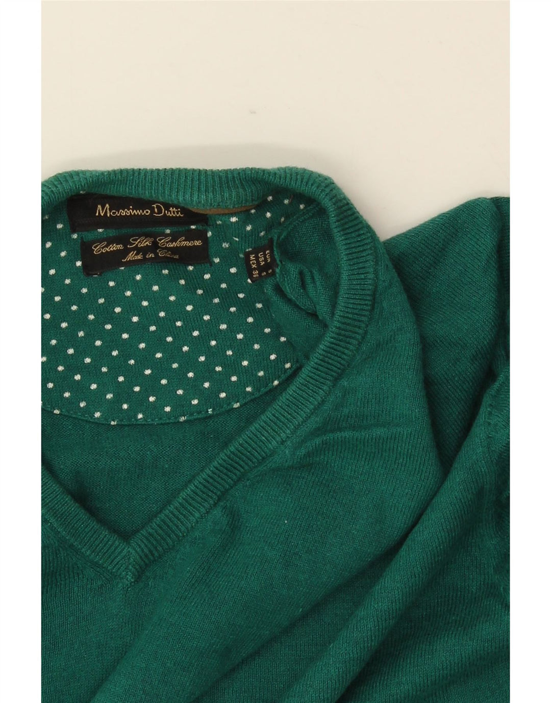 MASSIMO DUTTI Maglione da uomo con scollo a V piccolo in cotone verde