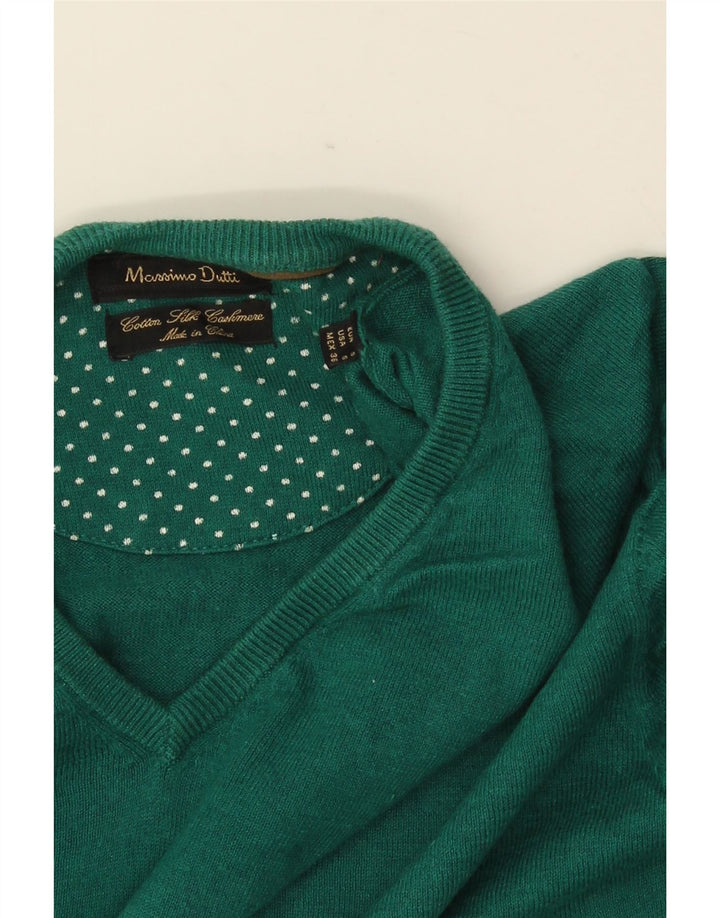 MASSIMO DUTTI Maglione da uomo con scollo a V piccolo in cotone verde