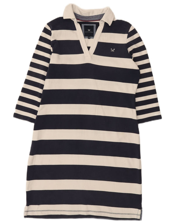 Crew Clothing Abito polo da donna con maniche a 3/4 UK 12 Medio a righe blu navy