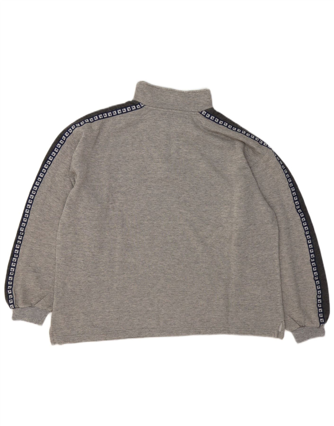 Felpa Diadora da uomo con grafica con zip e collo, maglione grande, colore grigio