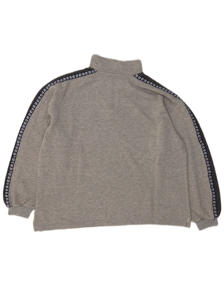 Felpa Diadora da uomo con grafica con zip e collo, maglione grande, colore grigio