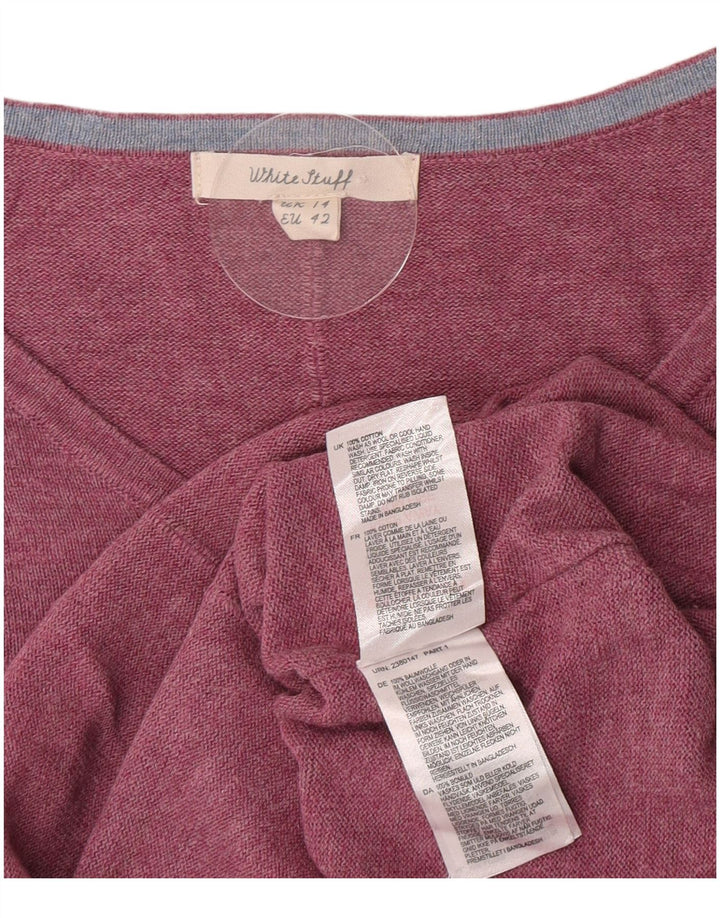 Maglione maglione con scollo a V da donna White Stuff UK 14 Grande cotone rosa