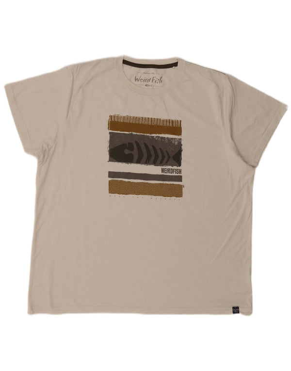 T-shirt grafica da uomo WEIRD FISH Top 3XL cotone bianco