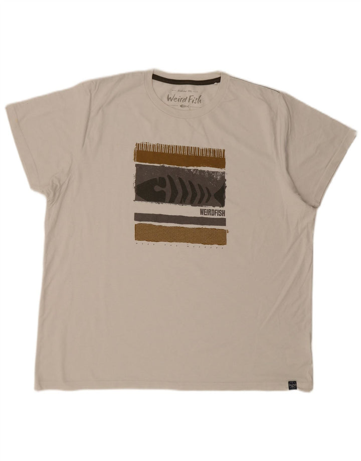T-shirt grafica da uomo WEIRD FISH Top 3XL cotone bianco