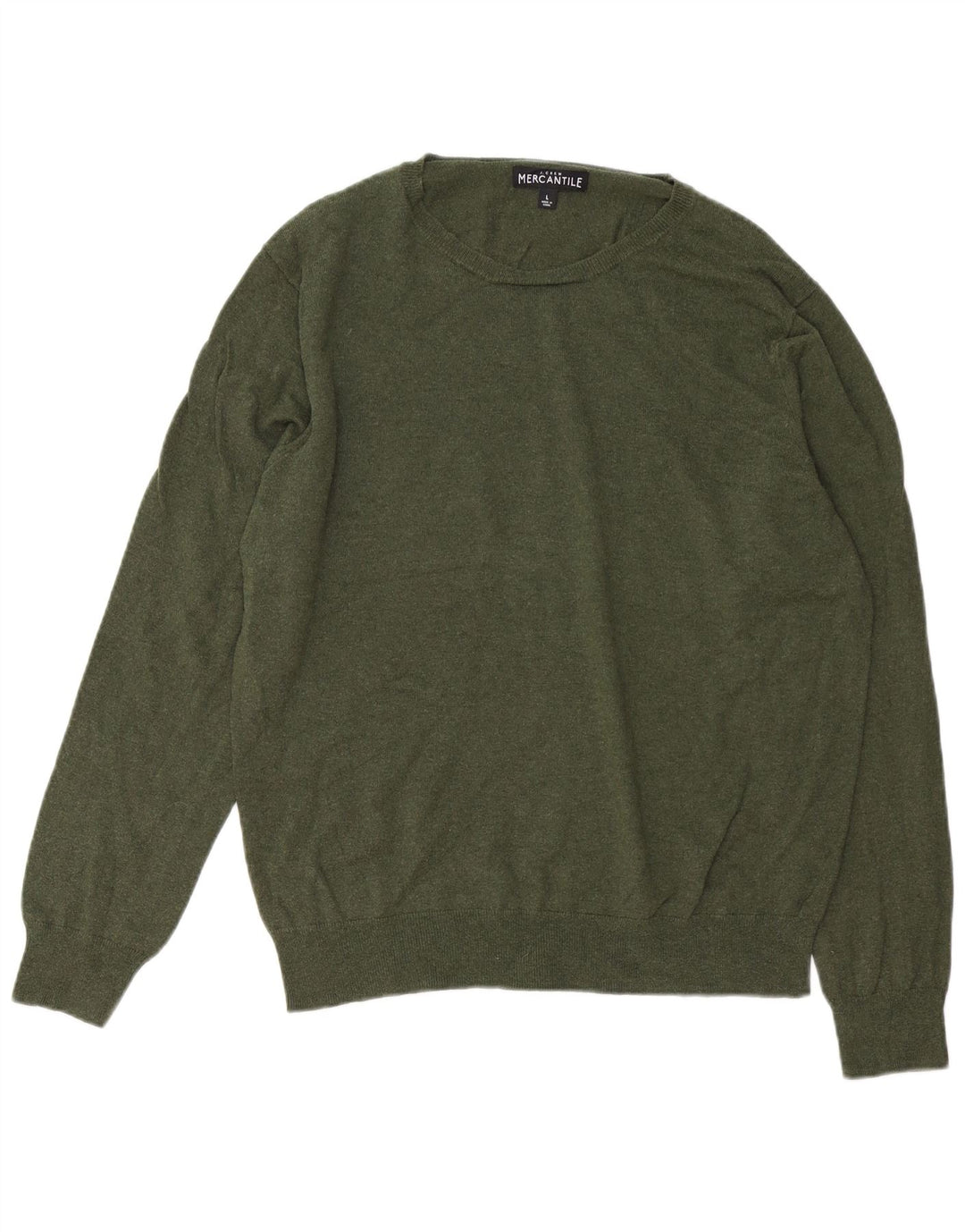 J. CREW Maglione da uomo girocollo mercantile maglione grande in cotone kaki