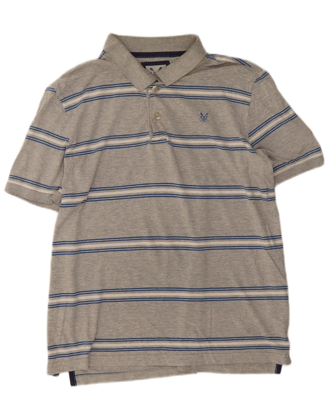 Crew Clothing Polo da uomo in cotone a righe grigio medio