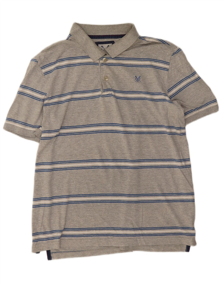 Crew Clothing Polo da uomo in cotone a righe grigio medio