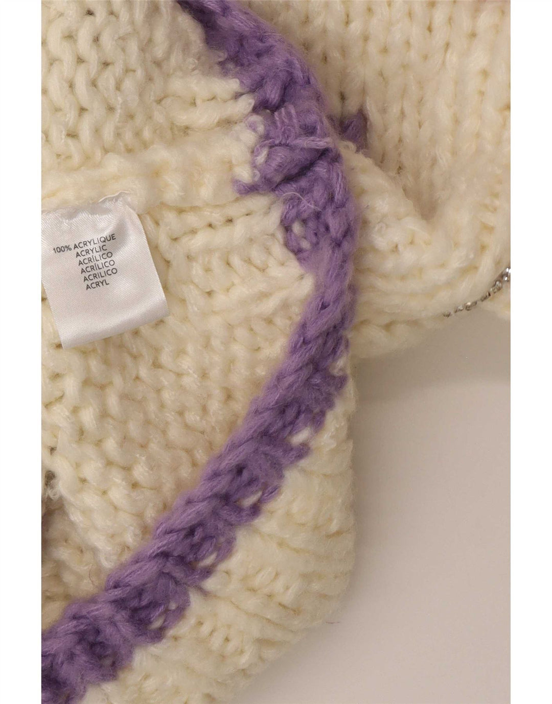 MOCHY Maglione cardigan da donna Taglia unica Acrilico geometrico bianco