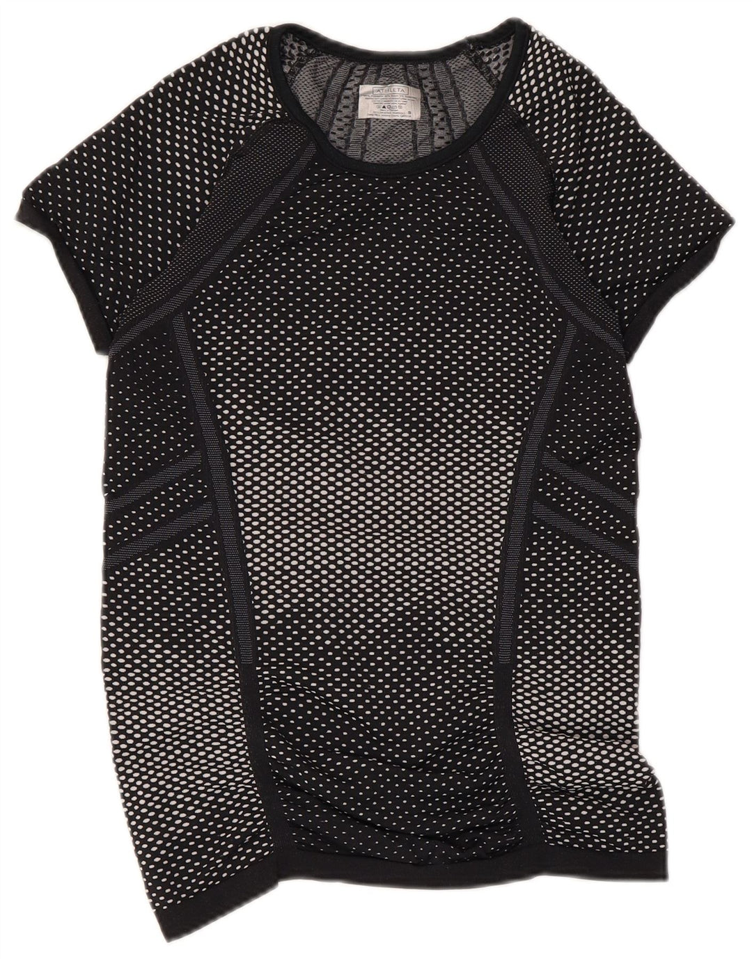 T-shirt da donna ATHLETA Top UK 8 Small poliestere maculato nero
