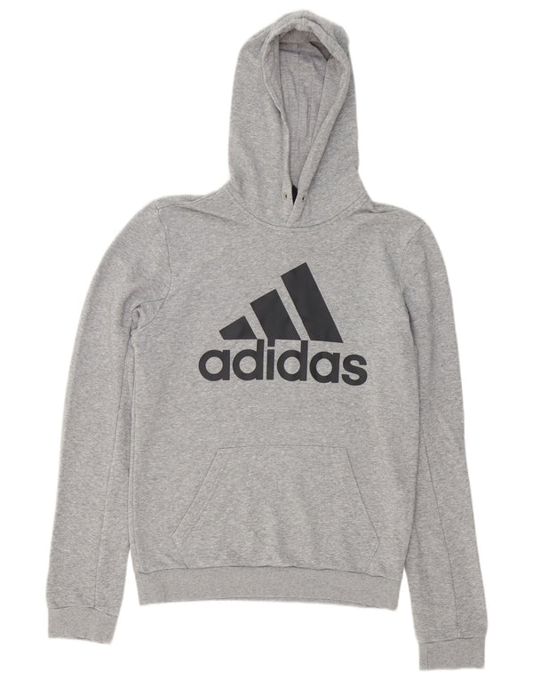Maglione con cappuccio grafico da uomo Adidas piccolo in cotone chiazzato grigio