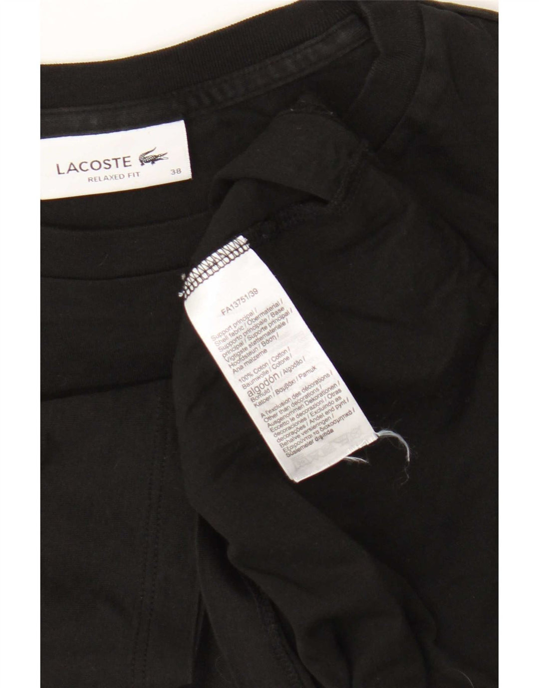 T-shirt da donna vestibilità comoda Lacoste taglia 38 media cotone nero