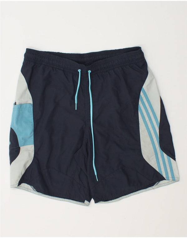 Pantaloncini da bagno da uomo Adidas Small blu navy color block in poliammide