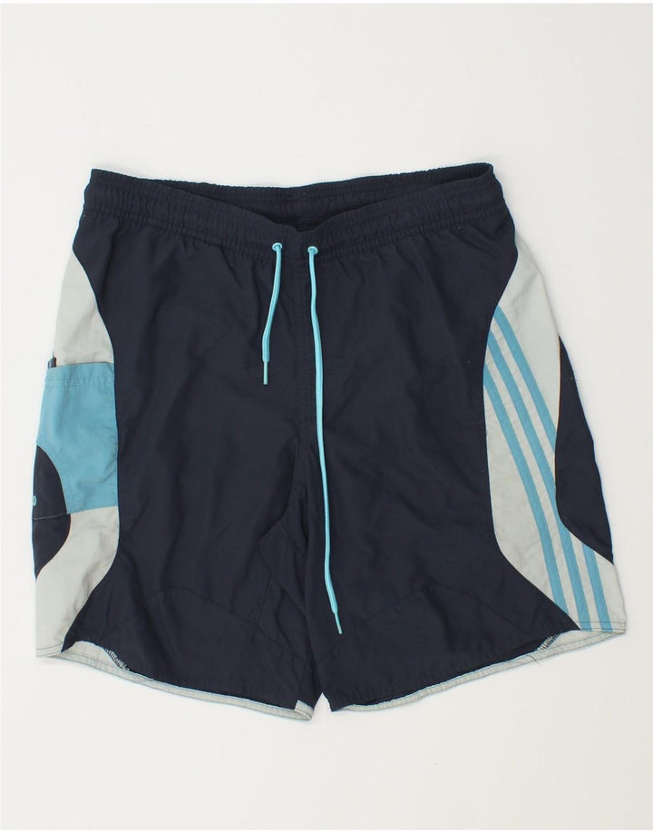 Pantaloncini da bagno da uomo Adidas Small blu navy color block in poliammide