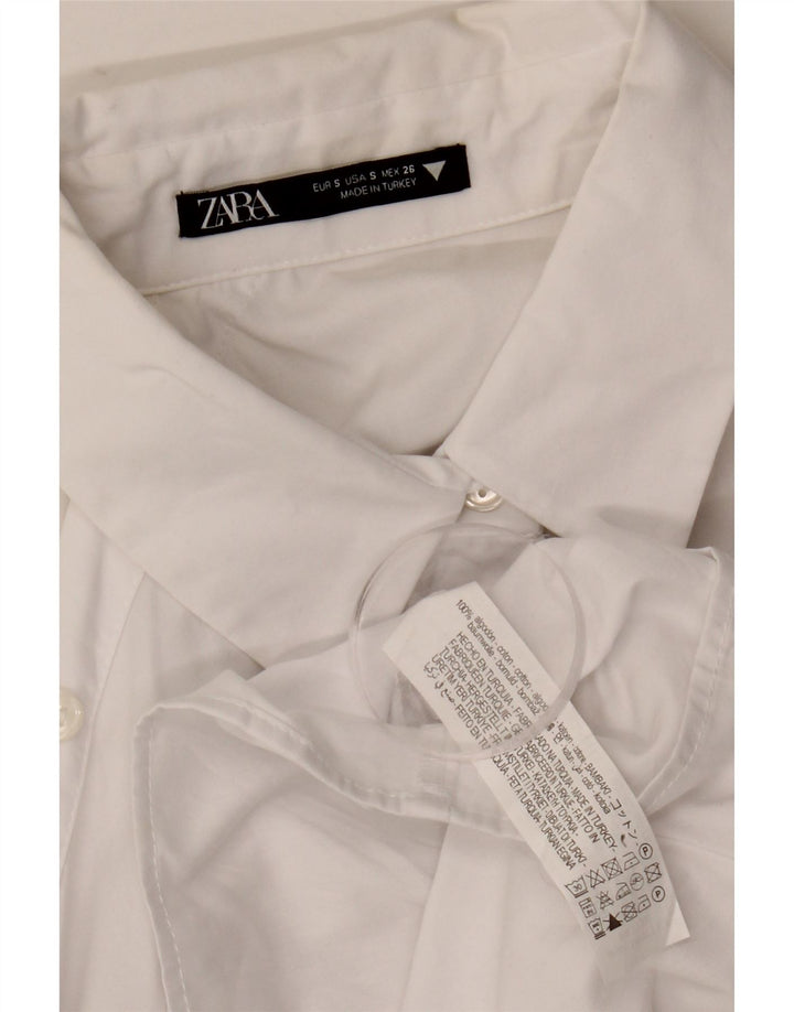 Camicetta corta oversize da donna Zara UK 10 piccola in cotone bianco