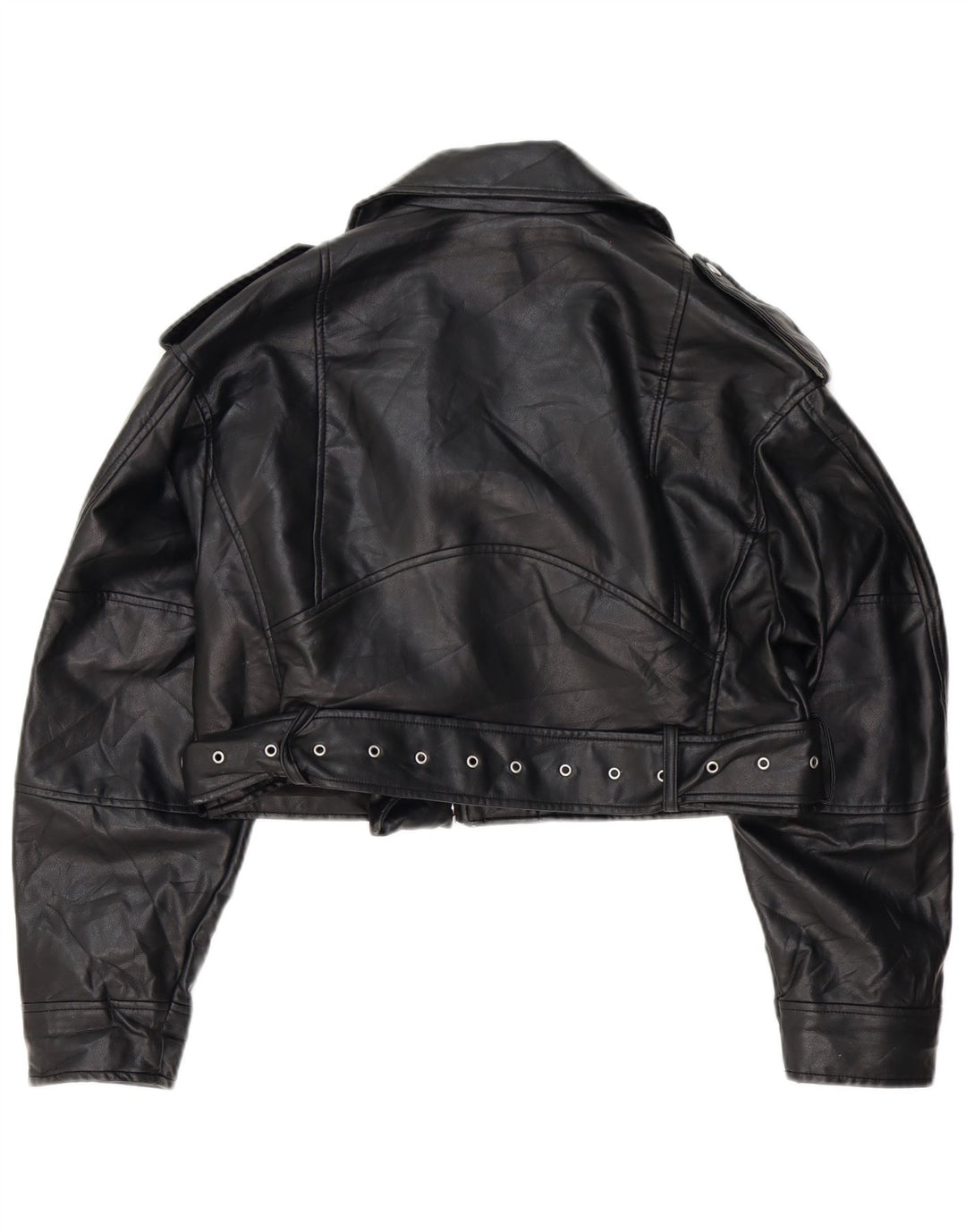 Giacca da motociclista corta oversize in ecopelle da donna Zara UK 10 piccola nera