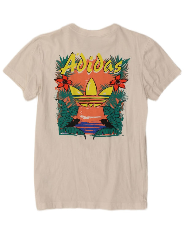 T-shirt grafica da donna Adidas Top UK 10 piccola in cotone bianco