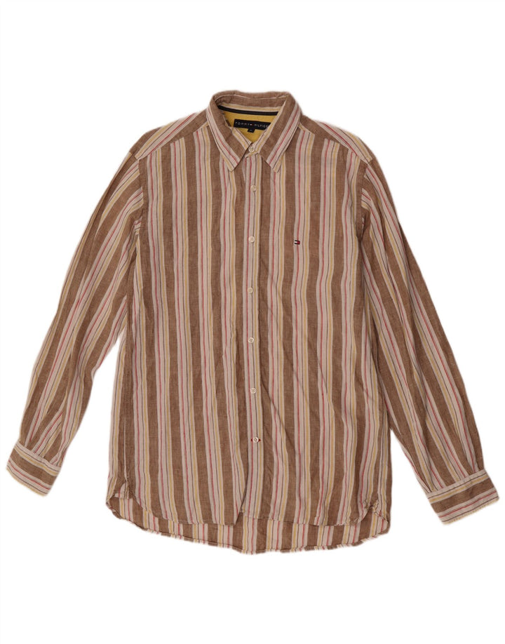Camicia da uomo Tommy Hilfiger Lino a righe beige medio