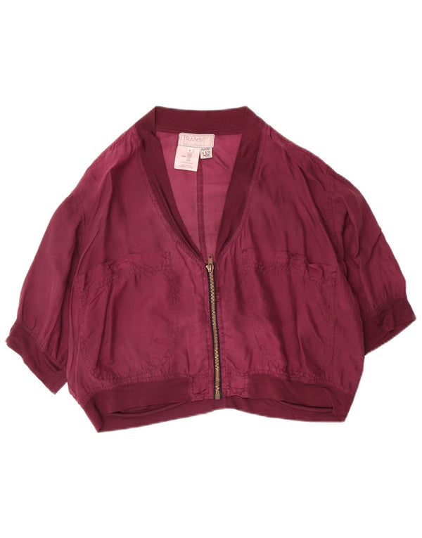 Transit Par Such Giubbotto bomber oversize corto da donna US 2 XS Viola Seta