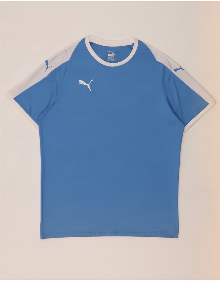 T-shirt da uomo Puma Top Large in poliestere color block blu