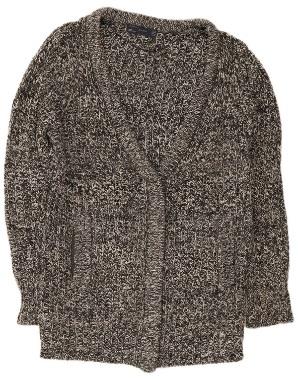 Maglione cardigan lungo da donna Zara UK 14 Acrilico screziato grigio medio