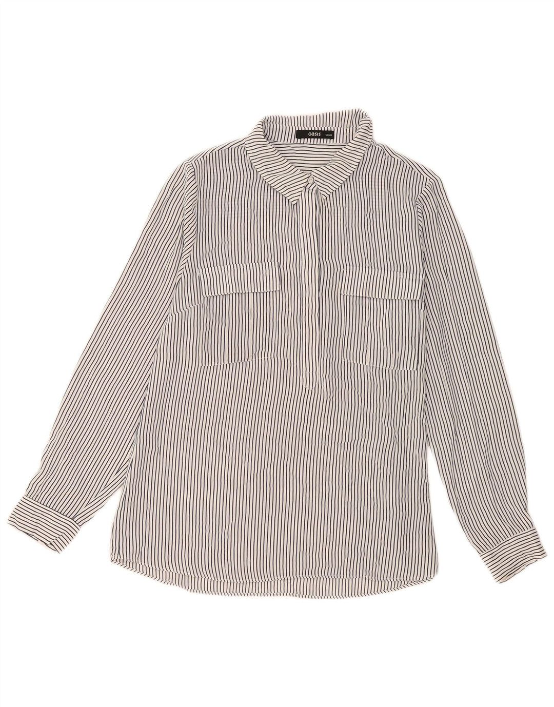Camicetta da donna pullover da donna Oasis UK 14 Grande poliestere gessato bianco